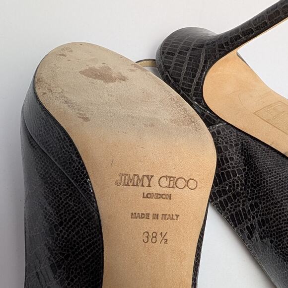 Jimmy Choo Snake-Print Leather Slingback Heels - Picture 6 of 7